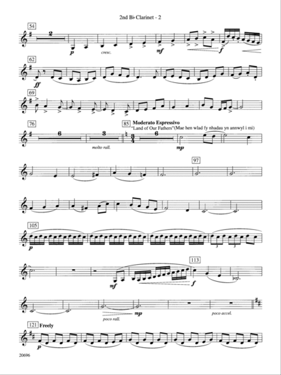 Welsh Ayres & Dances: 2nd B-flat Clarinet Concert Band scores gallery preview page 2