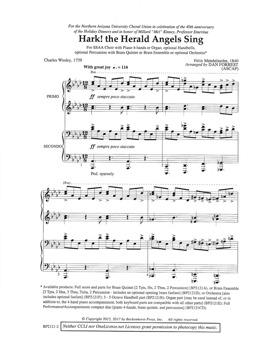 Hark! the Herald Angels Sing - Forrest - SSAA SSAA scores gallery preview page 2