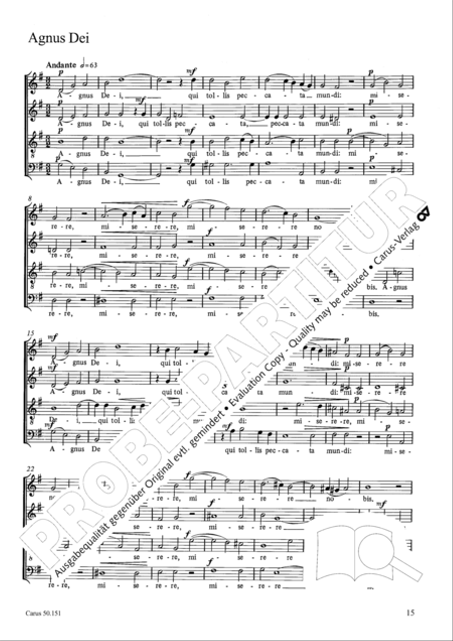 Missa St. Crucis in G 4-Part scores gallery preview page 16
