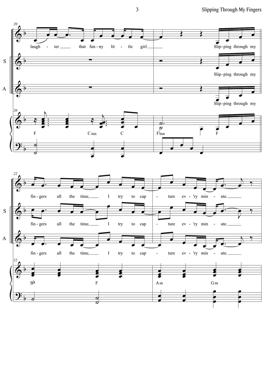 Slipping Through My Fingers Piano, Vocal scores gallery preview page 3