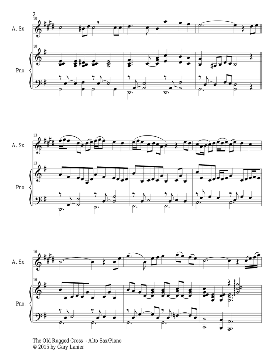 THE OLD RUGGED CROSS (Duet – Alto Sax and Piano/Score and Parts) Woodwind Duet scores gallery preview page 3