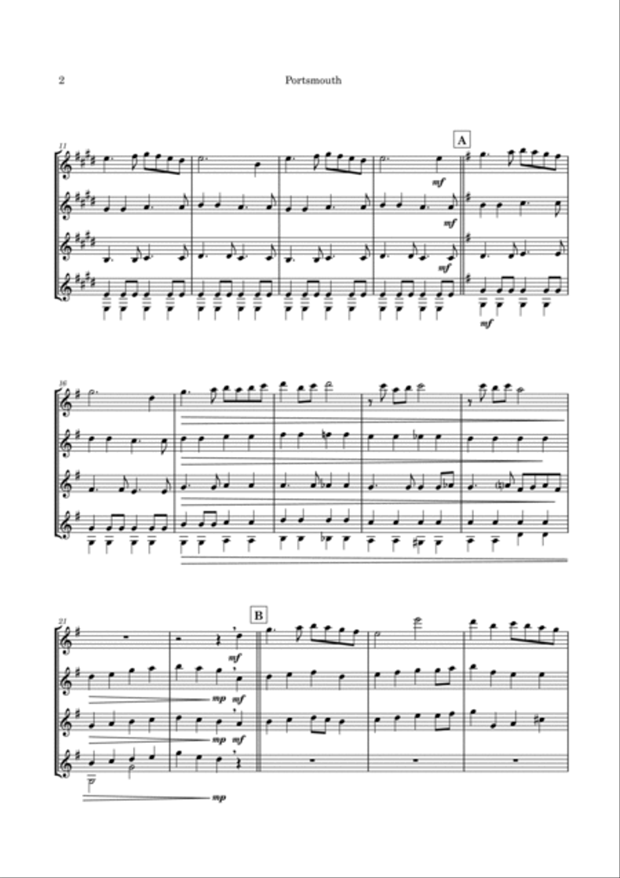 Portsmouth - Hornpipe for 4 guitars/large ensemble Large Ensemble scores gallery preview page 5
