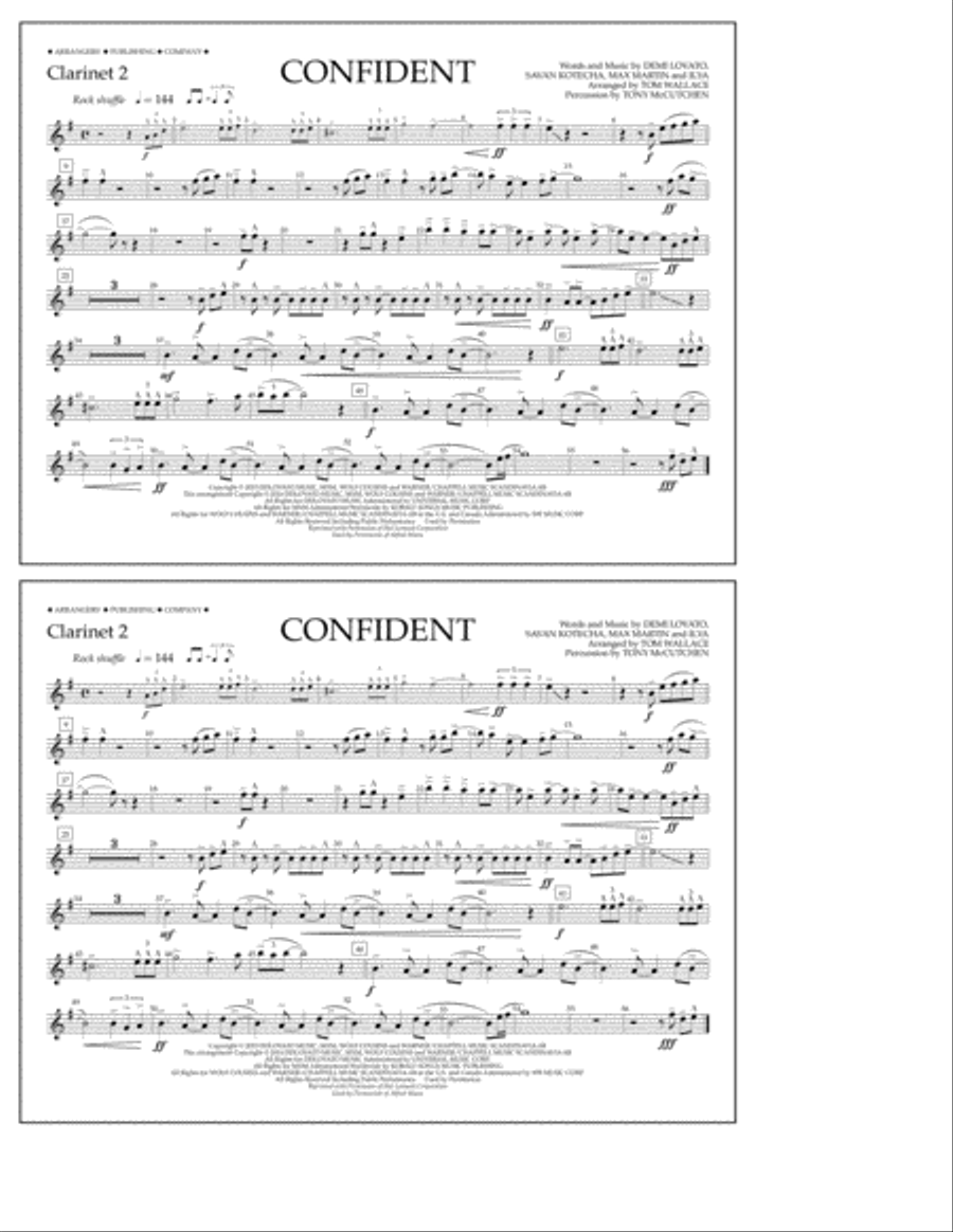 Confident - Clarinet 2 Marching Band scores gallery preview page 1