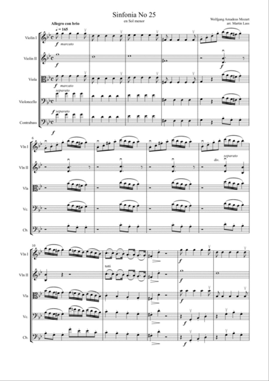 Symphony No. 25 in G minor K183 String Orchestra scores gallery preview page 2