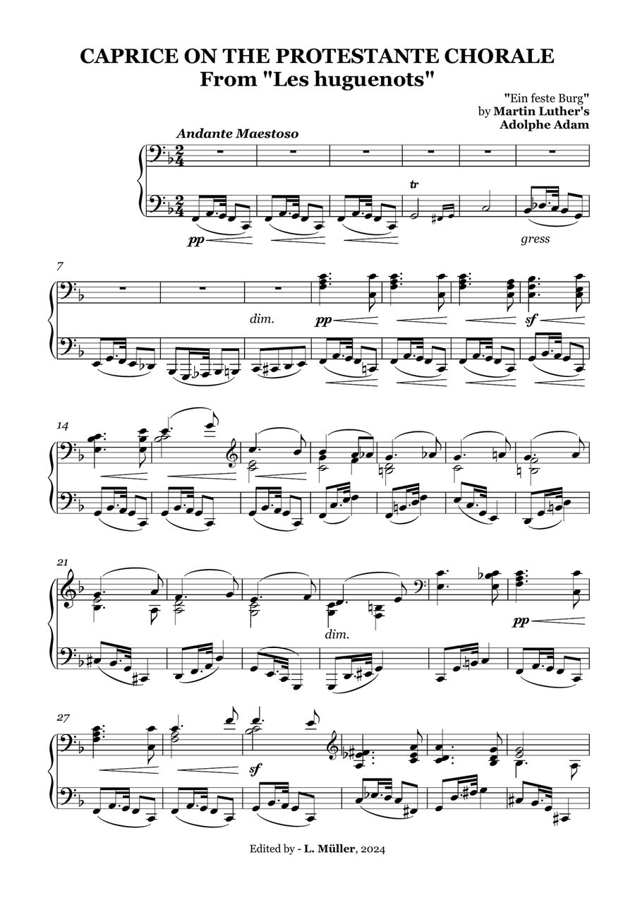 Capriccio for Piano Forte on the Protestant Chorale from 