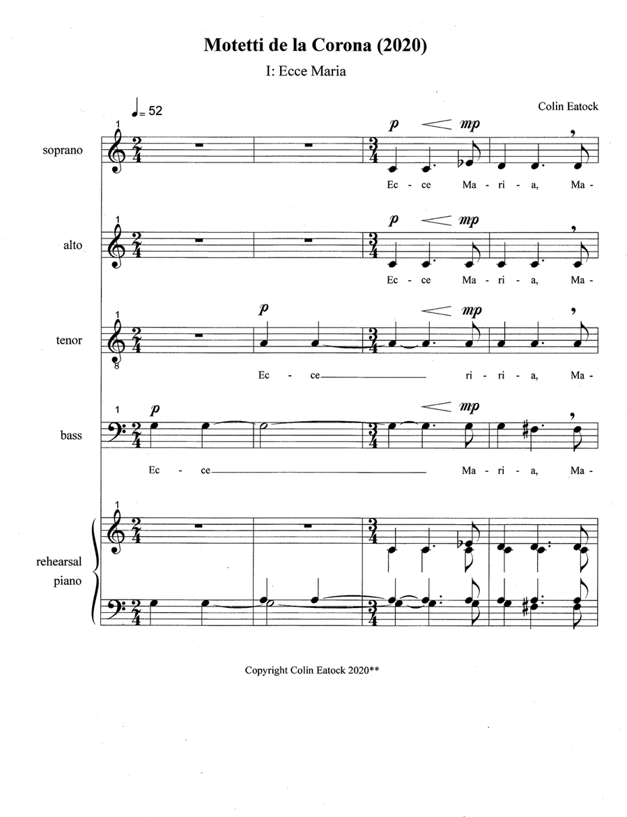 Motetti de la Corona (2020) 4-Part scores gallery preview page 3