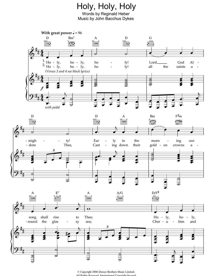 Holy, Holy, Holy Piano, Vocal, Guitar scores gallery preview page 1