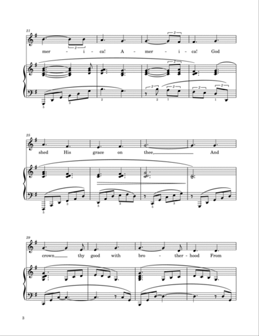 America the Beautiful - Vocal Solo with Piano Accompaniment Voice Solo scores gallery preview page 4
