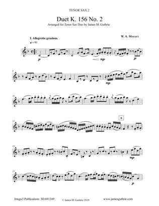 Mozart: Duet K. 156 No. 2 for Tenor Sax Duo
