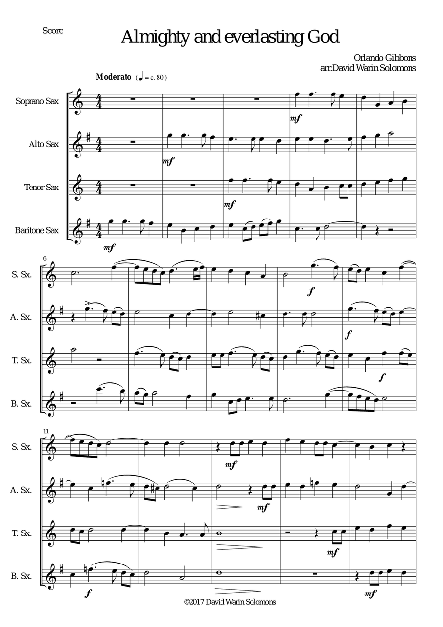 Almighty and everlasting God for saxophone quartet Saxophone Quartet scores gallery preview page 1