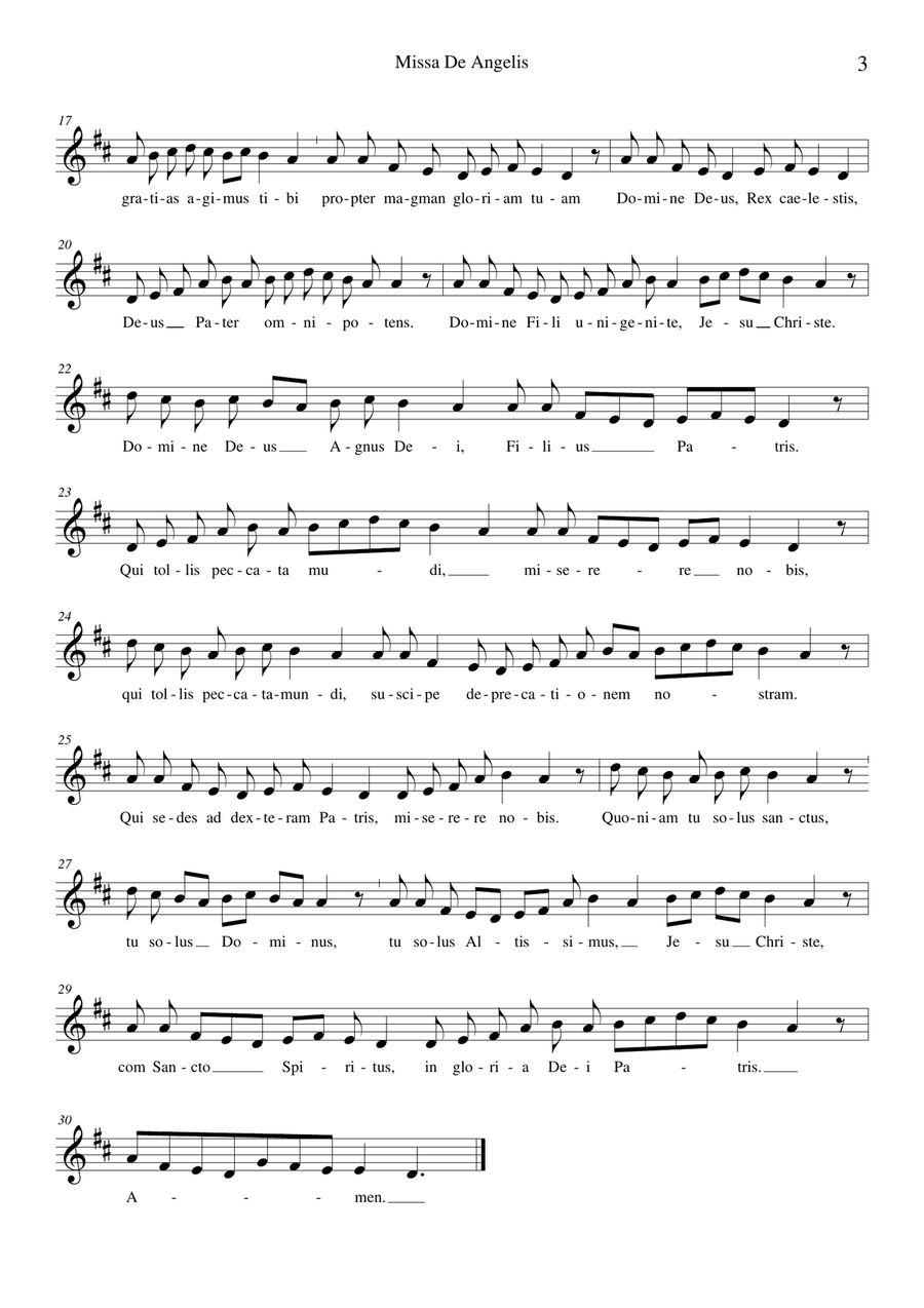 MISSA DE ANGELIS - Gregorian Unison Choir scores gallery preview page 3