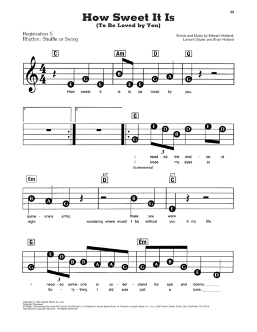 How Sweet It Is (To Be Loved By You) Electronic Keyboard scores gallery preview page 1