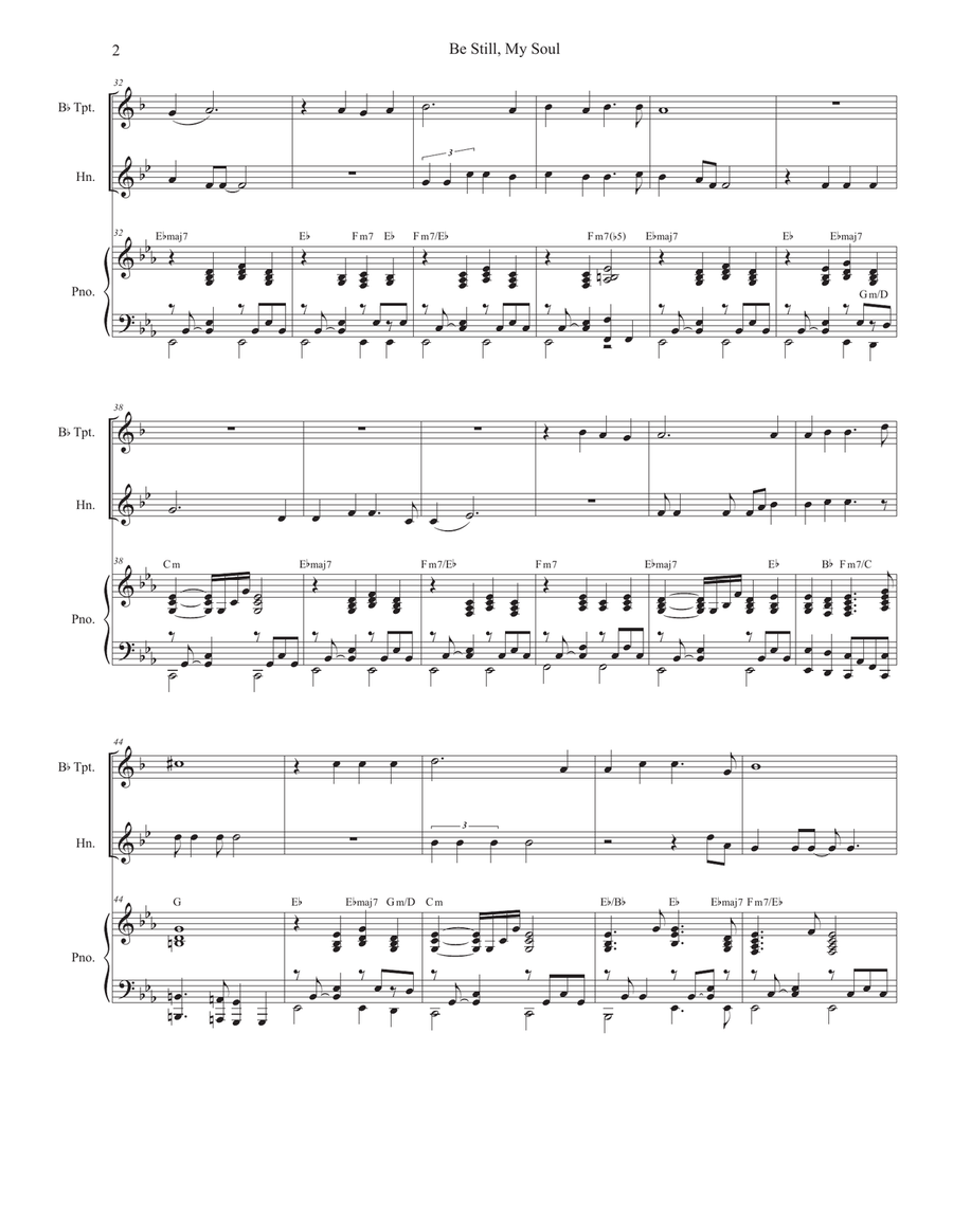 Be Still, My Soul (Duet for Bb-Trumpet and French Horn) Brass Duet scores gallery preview page 2