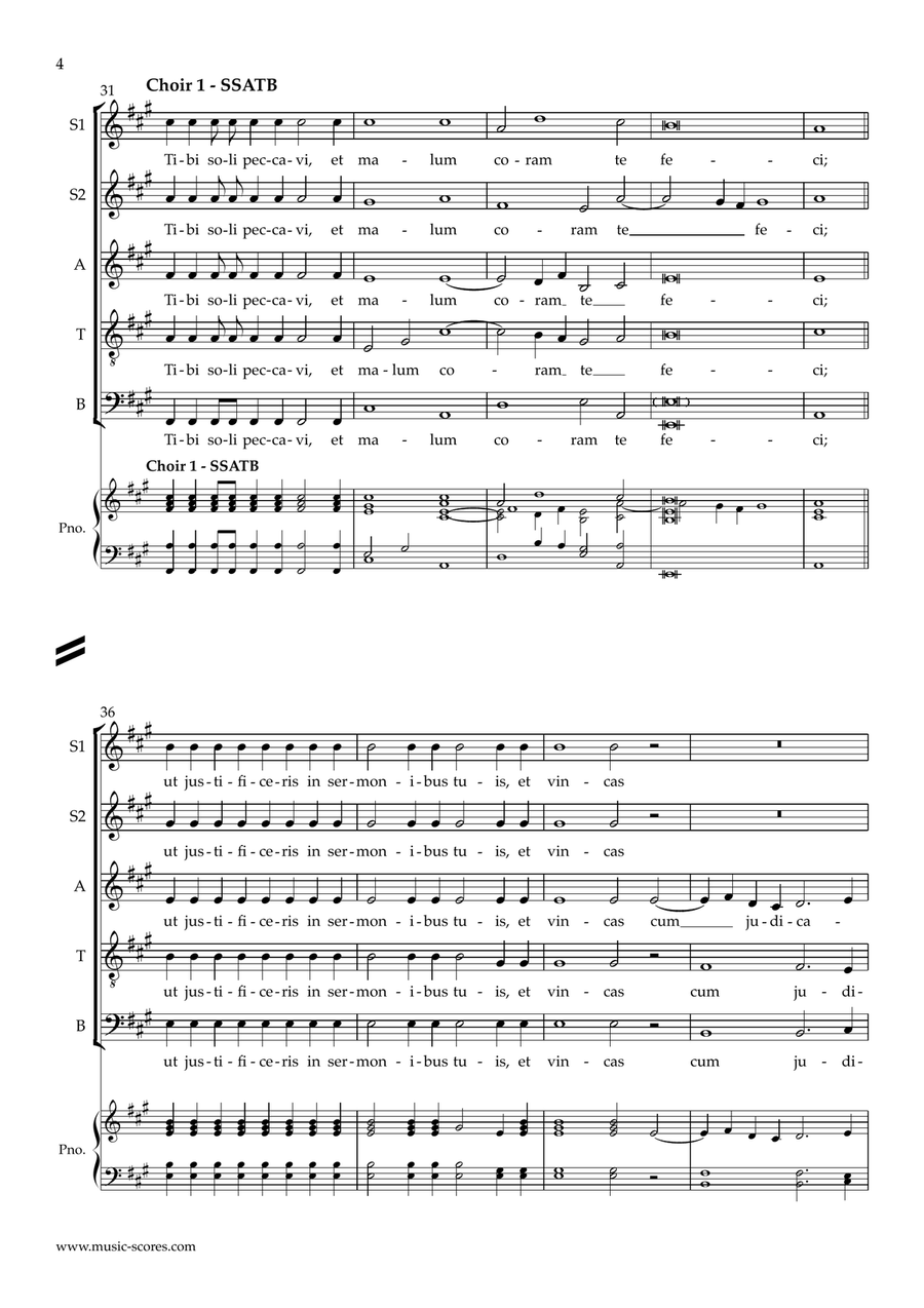 Miserere mei, Deus - F sharp minor 4-Part scores gallery preview page 4