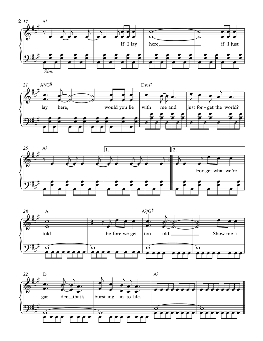 Chasing Cars Chasing Cars Piano, Vocal scores gallery preview page 2