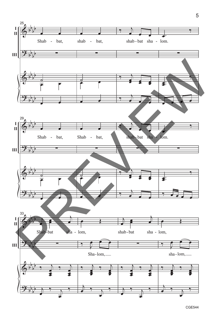 Shabbat Shalom (Three-part Mixed) 3-Part scores gallery preview page 6