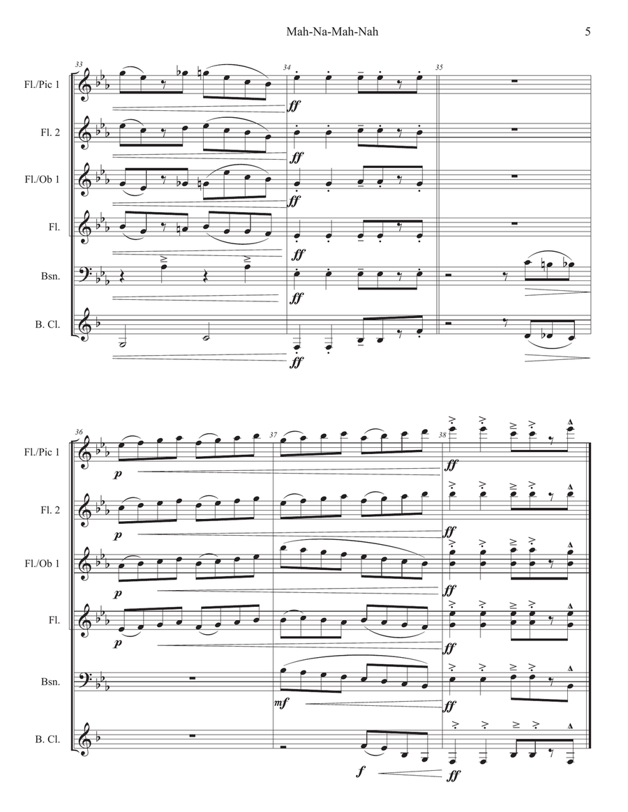Mah-na Mah-na Mah-na Mah-na Woodwind Ensemble scores gallery preview page 5