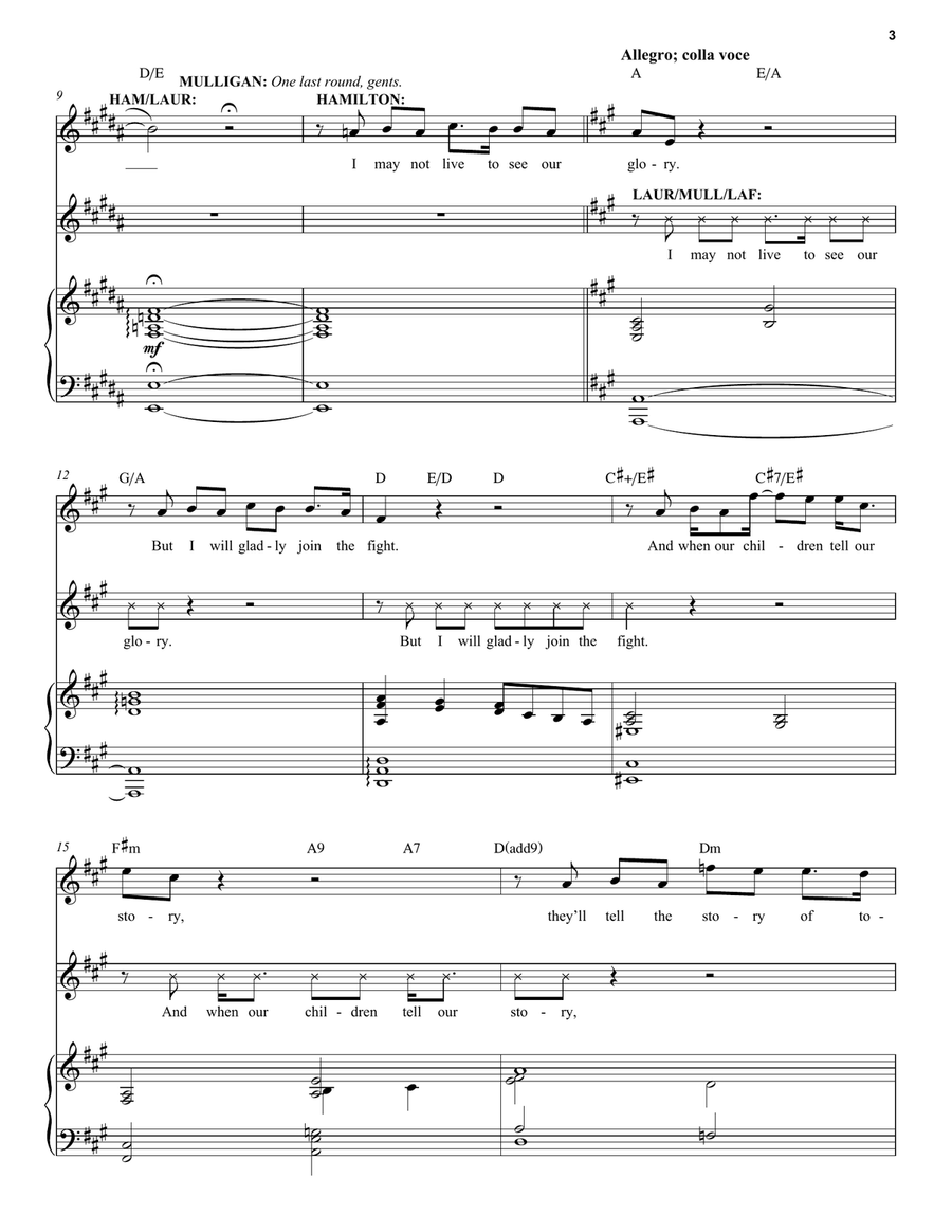 The Story Of Tonight (from Hamilton) Voice scores gallery preview page 3