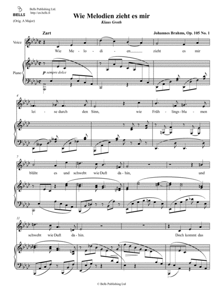 Wie Melodien zieht es mir, Op. 105 No. 1 (A-flat Major)