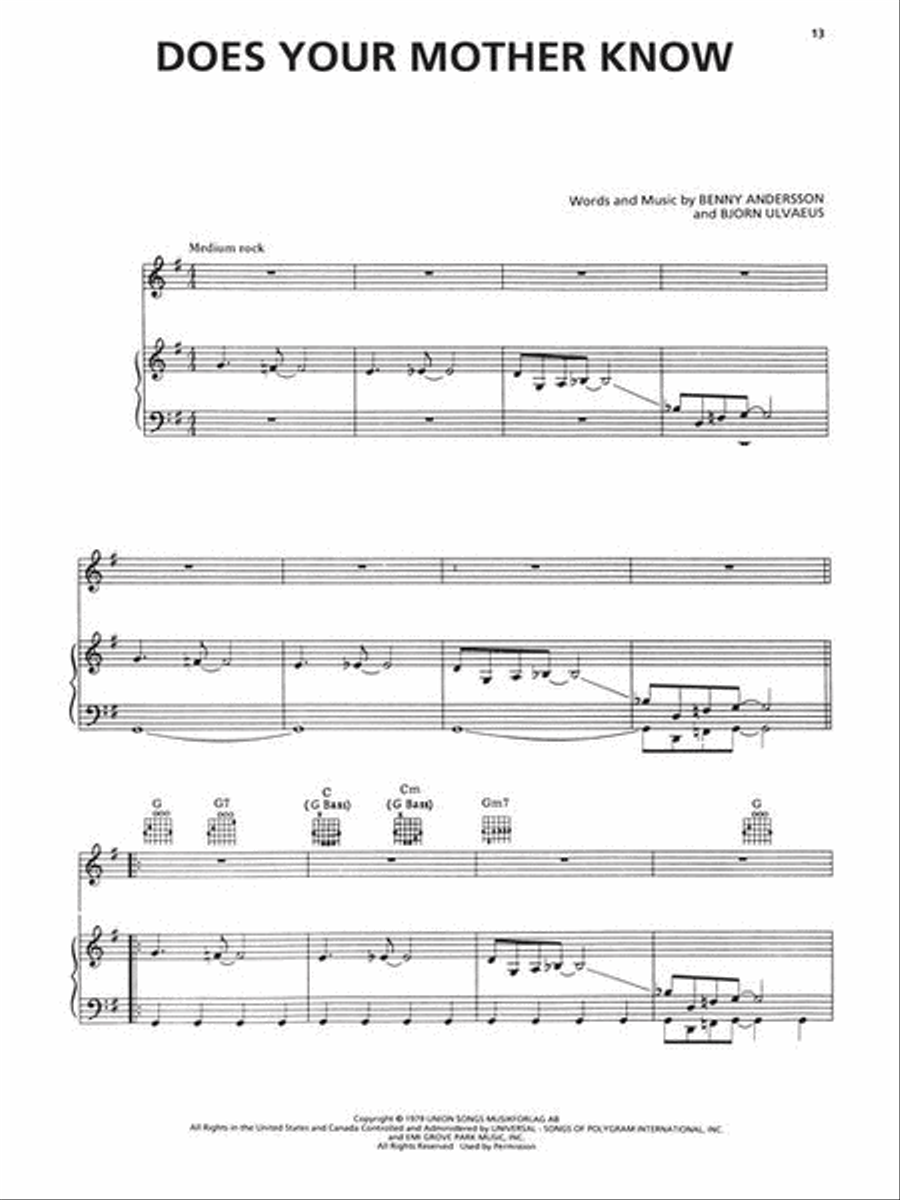 ABBA – Gold: Greatest Hits Piano, Vocal, Guitar scores gallery preview page 9