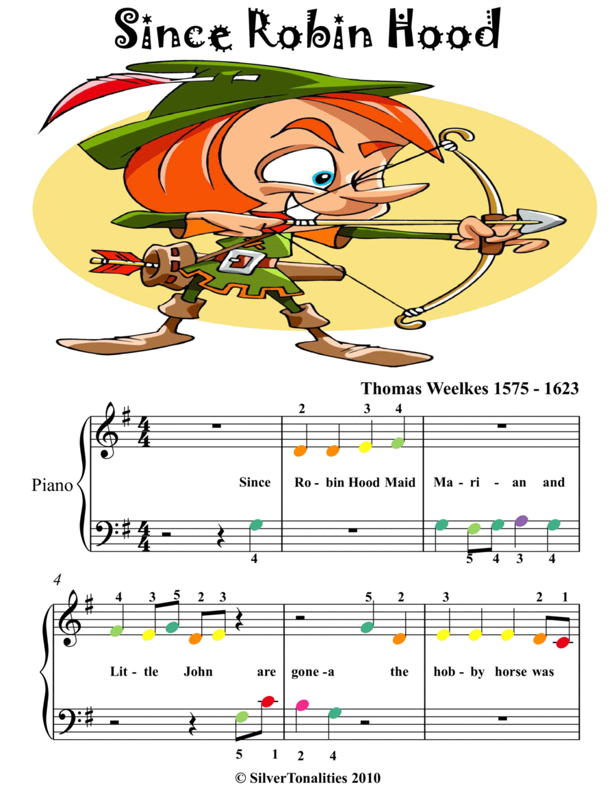Robin Hood Beginner Piano with Colored Notes Easy Piano scores gallery preview page 1