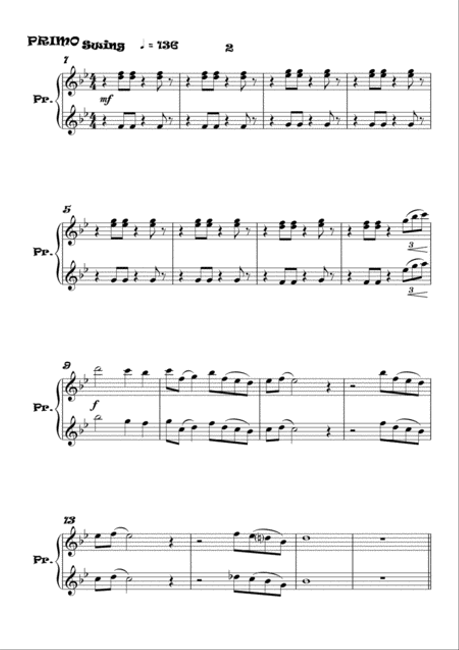 Don't Worry, Be Happy 1 Piano, 4-Hands scores gallery preview page 3