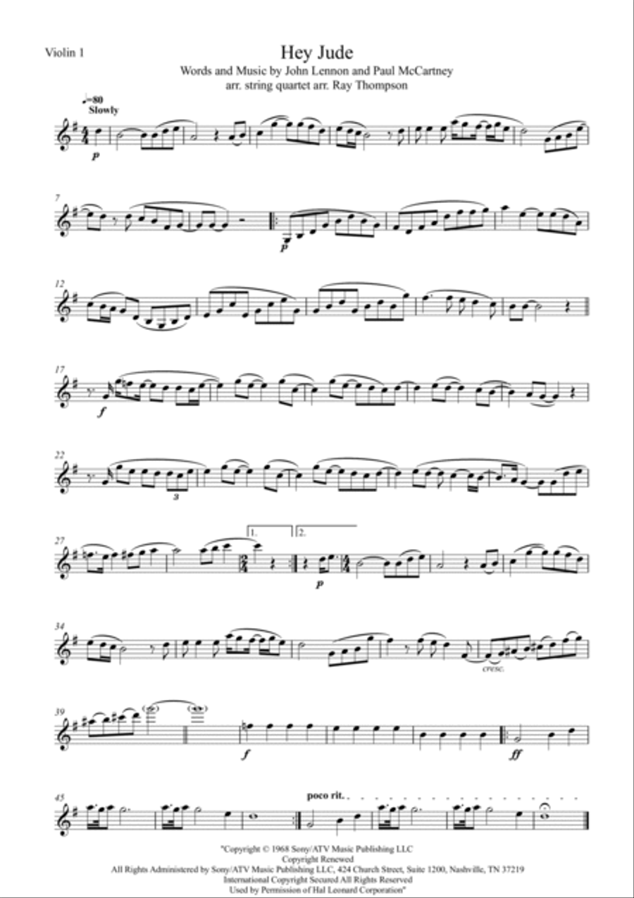 Hey Jude String Quartet scores gallery preview page 4