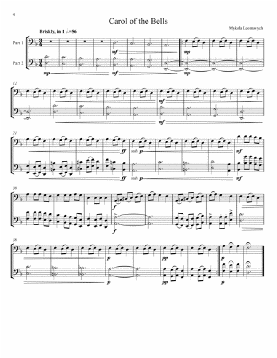 Twenty-One Christmas Carols for Cello Duet String Duet scores gallery preview page 4