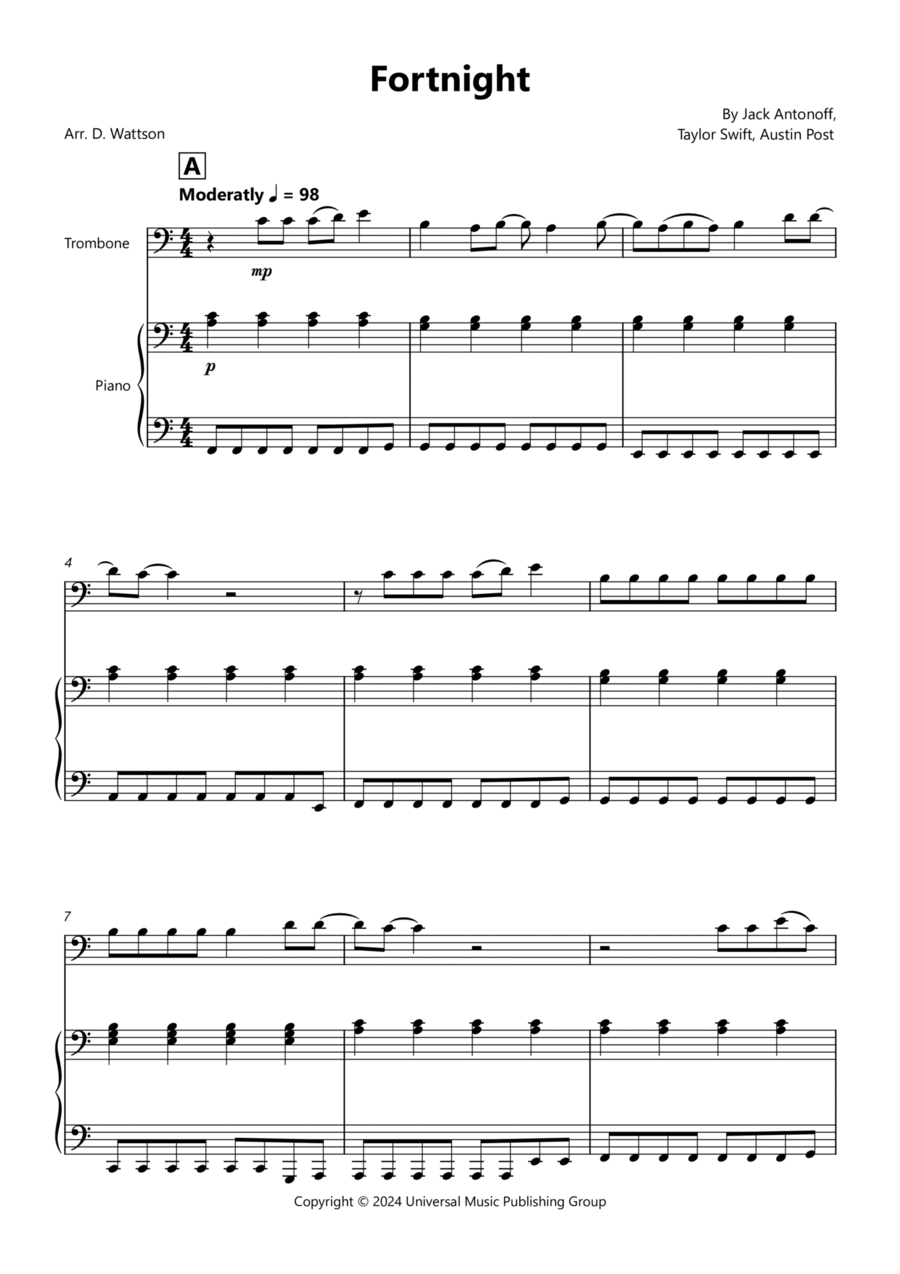 Fortnight Piano scores gallery preview page 1