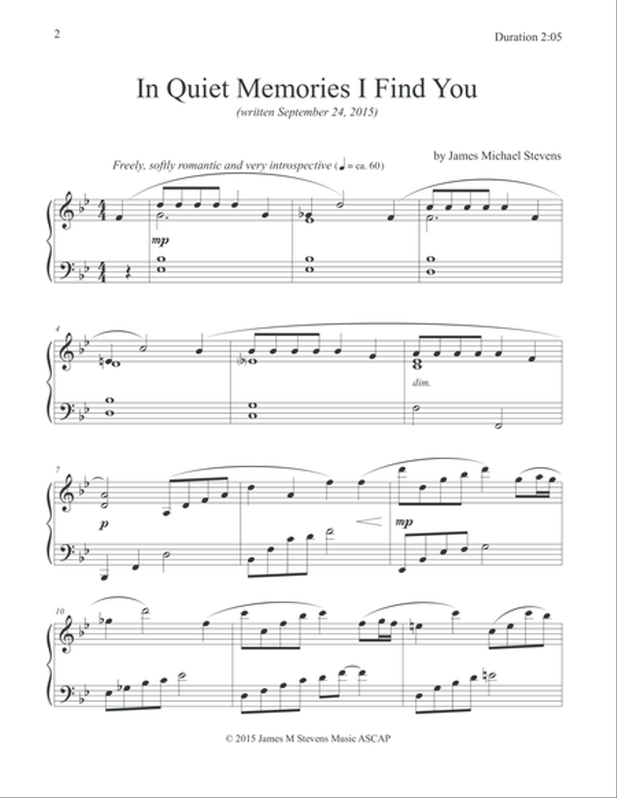 In Quiet Memories I Find You Piano Solo scores gallery preview page 2