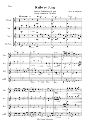 Railway Song (Auf de schwäb'sche Eisebahne) for piccolo, 2 flutes, alto flute