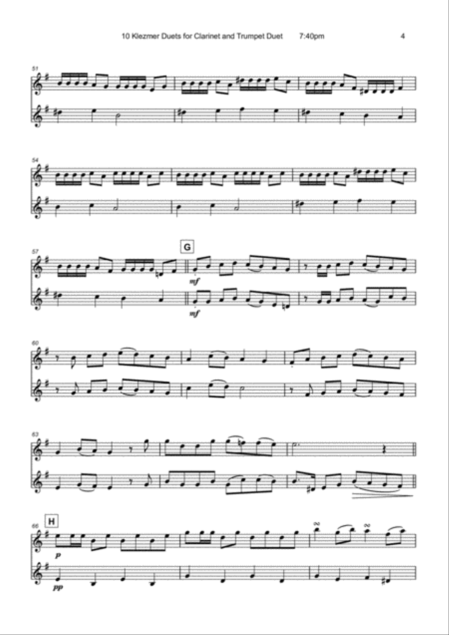 10 Klezmer Duets for Clarinet and Trumpet Clarinet scores gallery preview page 6