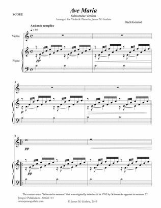 Bach-Gounod: Ave Maria, Schwencke version for Violin & Piano