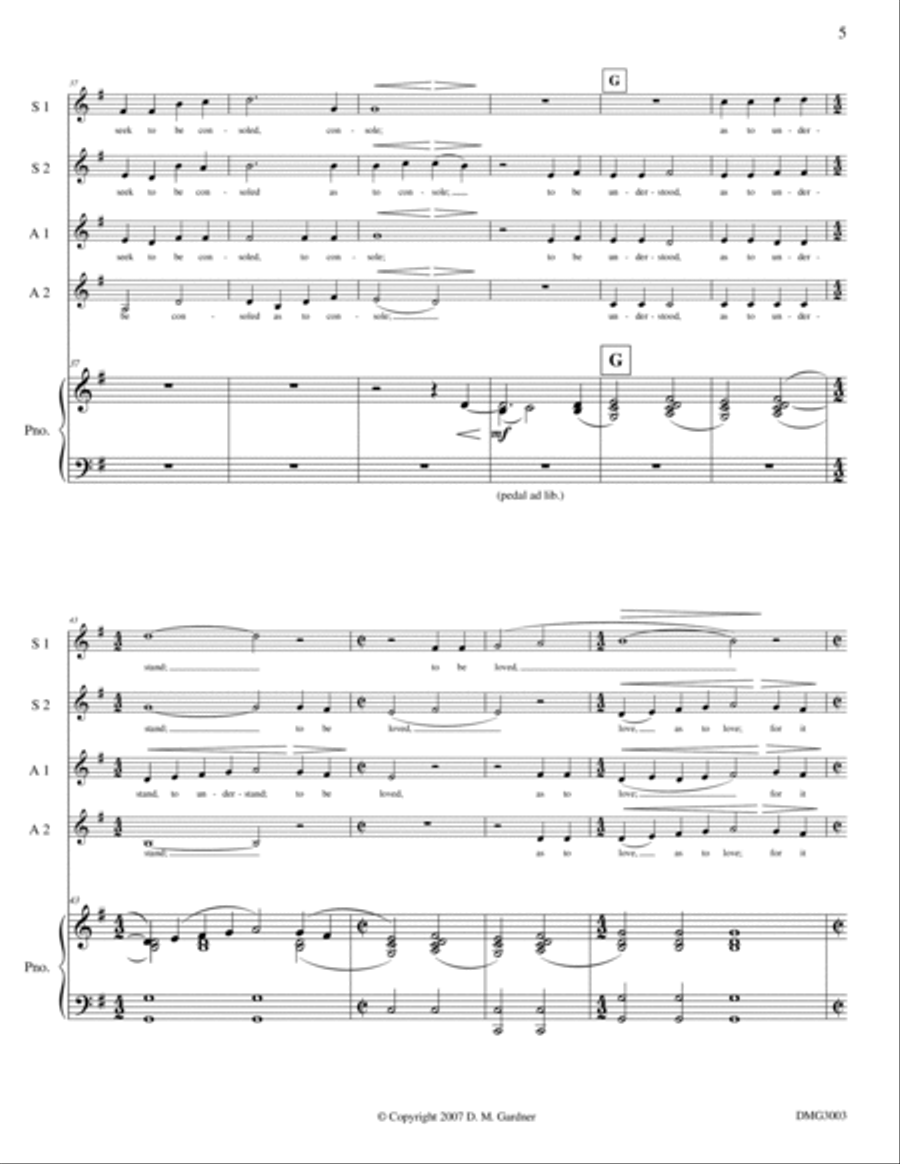 Prayer of Saint Francis (SSAA, Piano and Bb Trumpet) SSAA scores gallery preview page 6