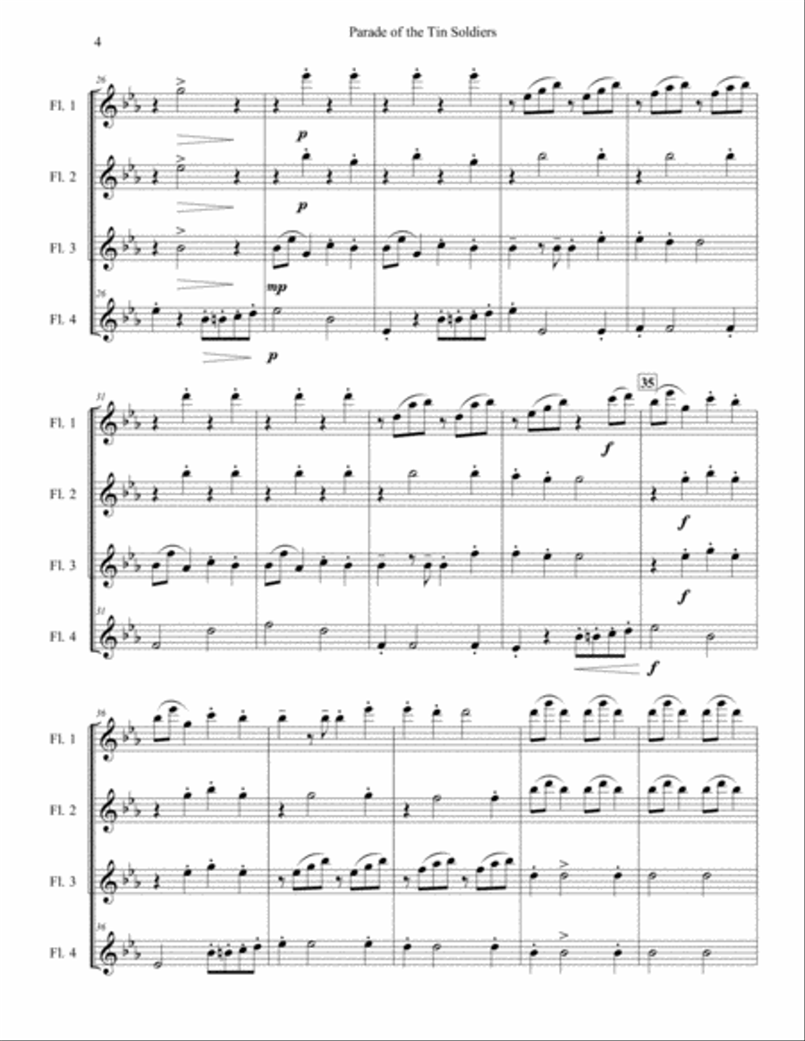 Parade of the Tin Soldiers for Flute Quartet Parade of the Tin Soldiers for Flute Quartet Flute Quartet scores gallery preview page 4