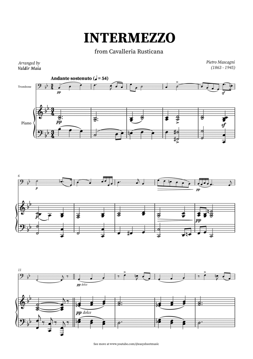 Intermezzo from Cavalleria Rusticana - Trombone and Piano image number null