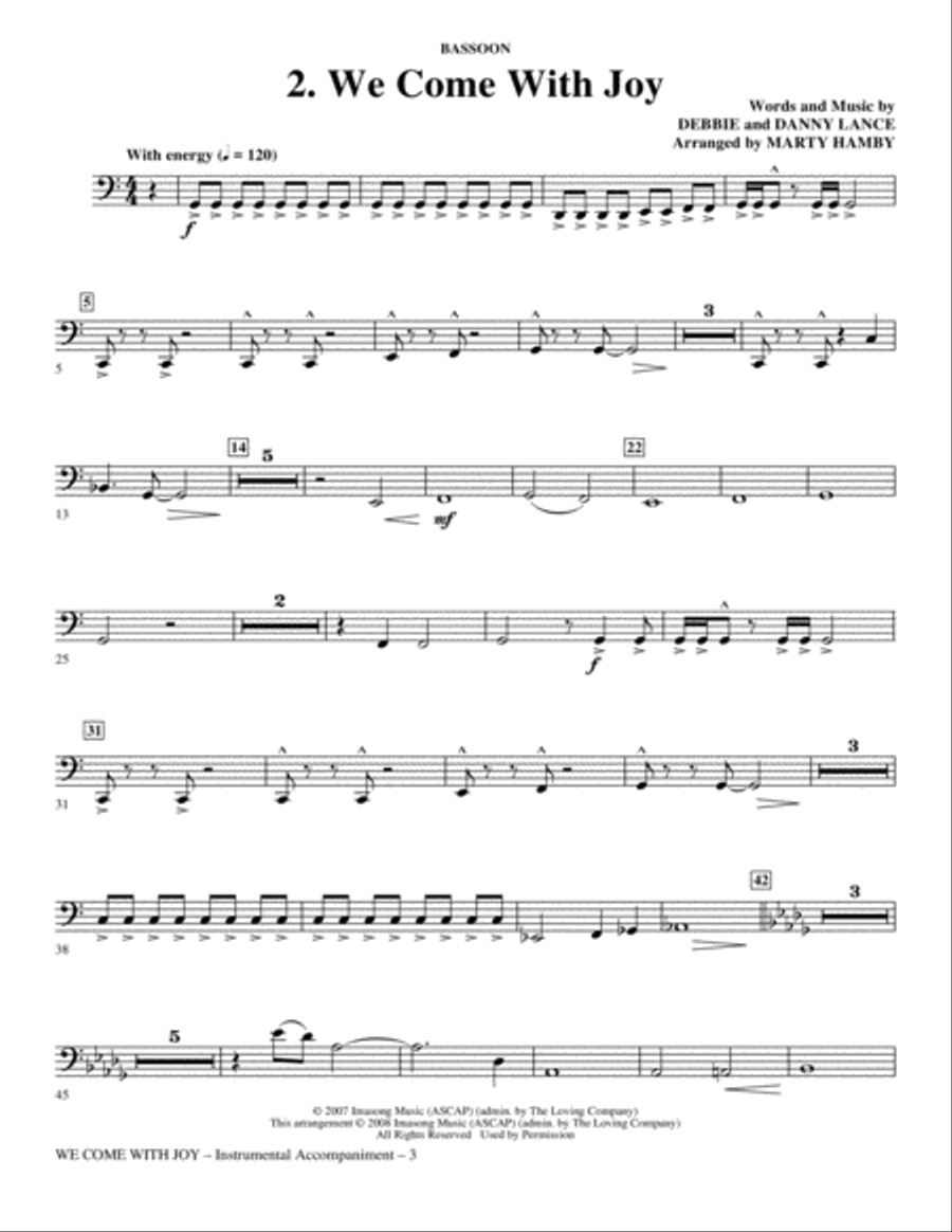 We Come With Joy Orchestration - Bassoon Choir scores gallery preview page 3