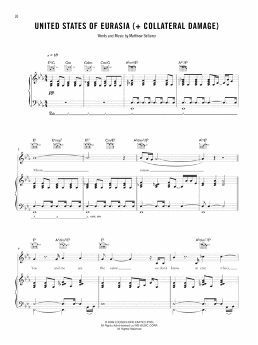 United States of Eurasia (+ Collateral Damage) Piano, Vocal, Guitar scores gallery preview page 1