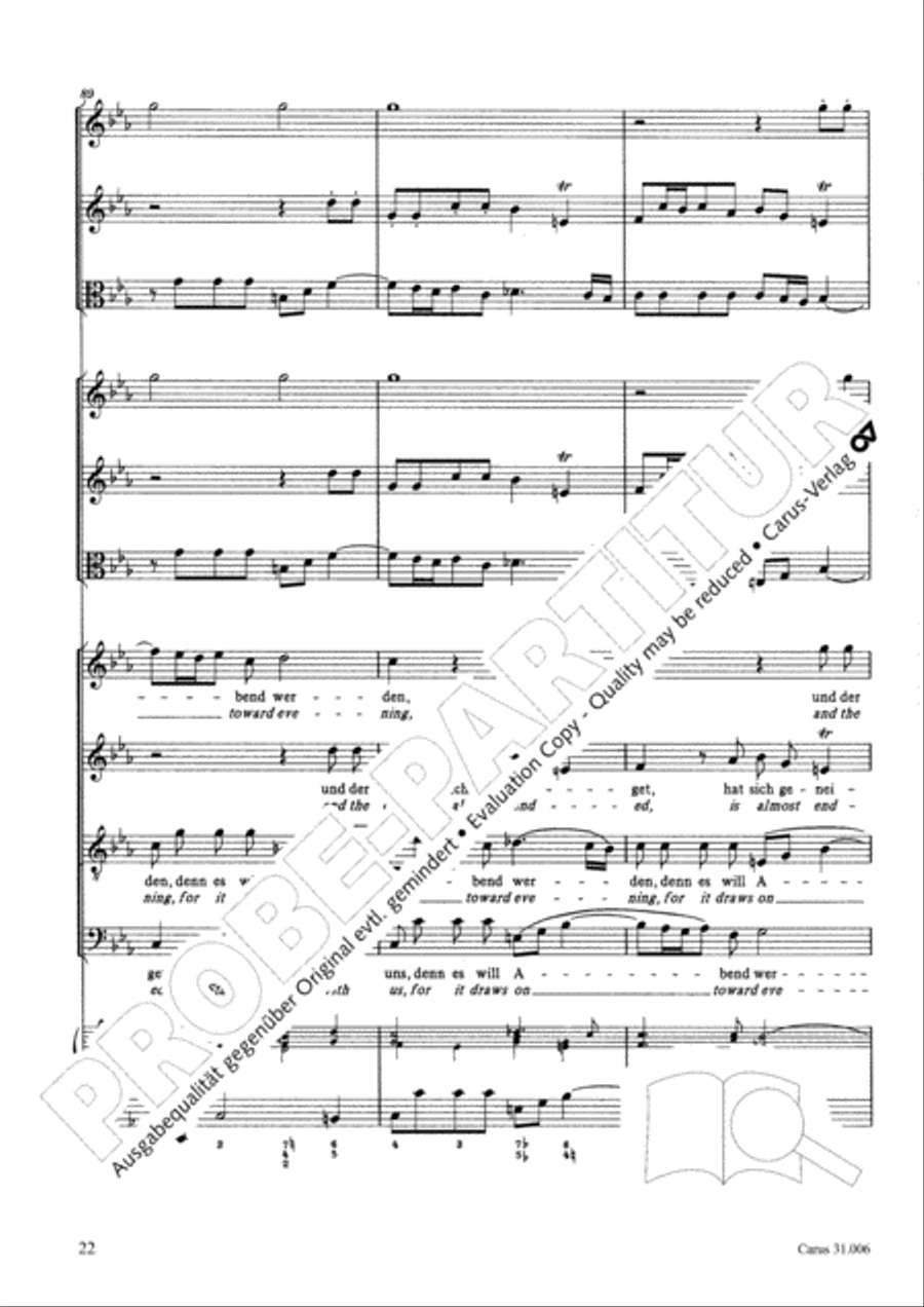Stay with us, for it draws on toward evening (Bleib bei uns, denn es will Abend werden) 4-Part scores gallery preview page 23