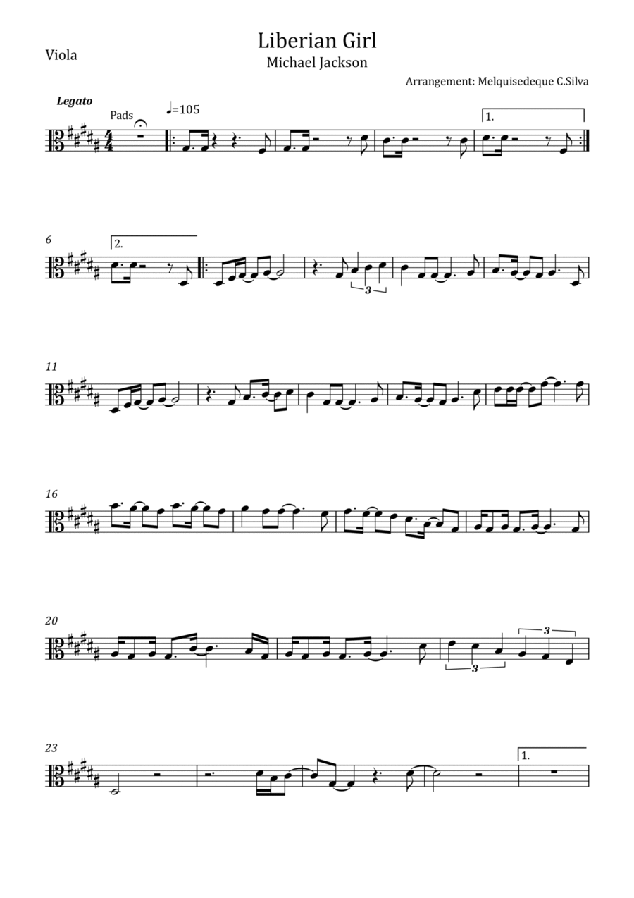 Liberian Girl Viola Solo scores gallery preview page 1