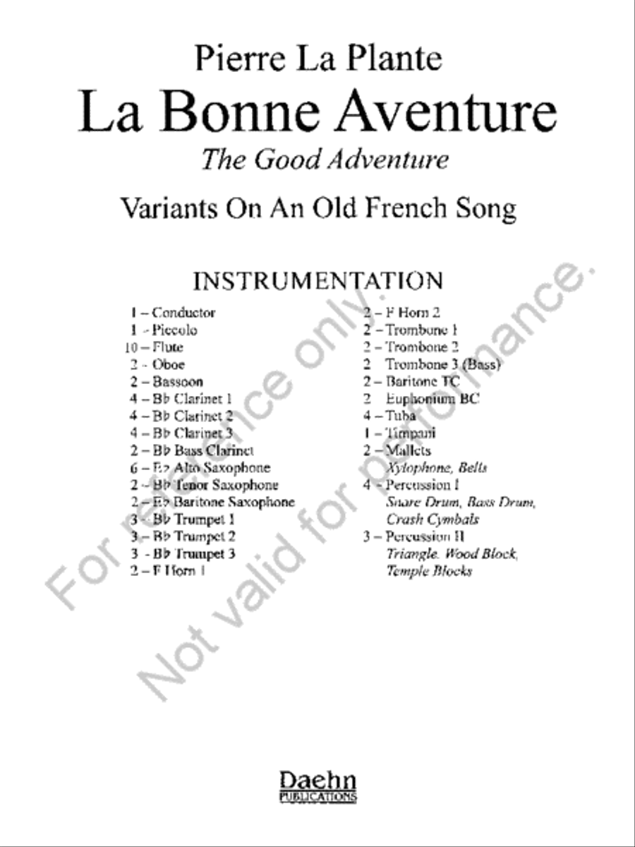 La Bonne Aventure Concert Band scores gallery preview page 2