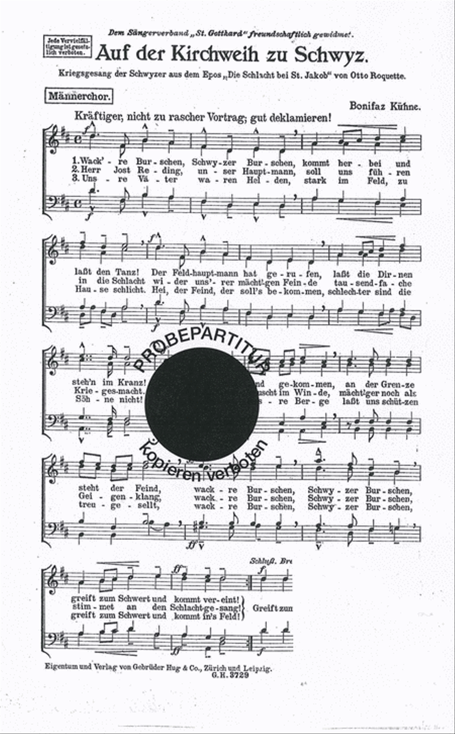 Auf der Kirchweih zu Schwyz Men's Choir scores gallery preview page 1
