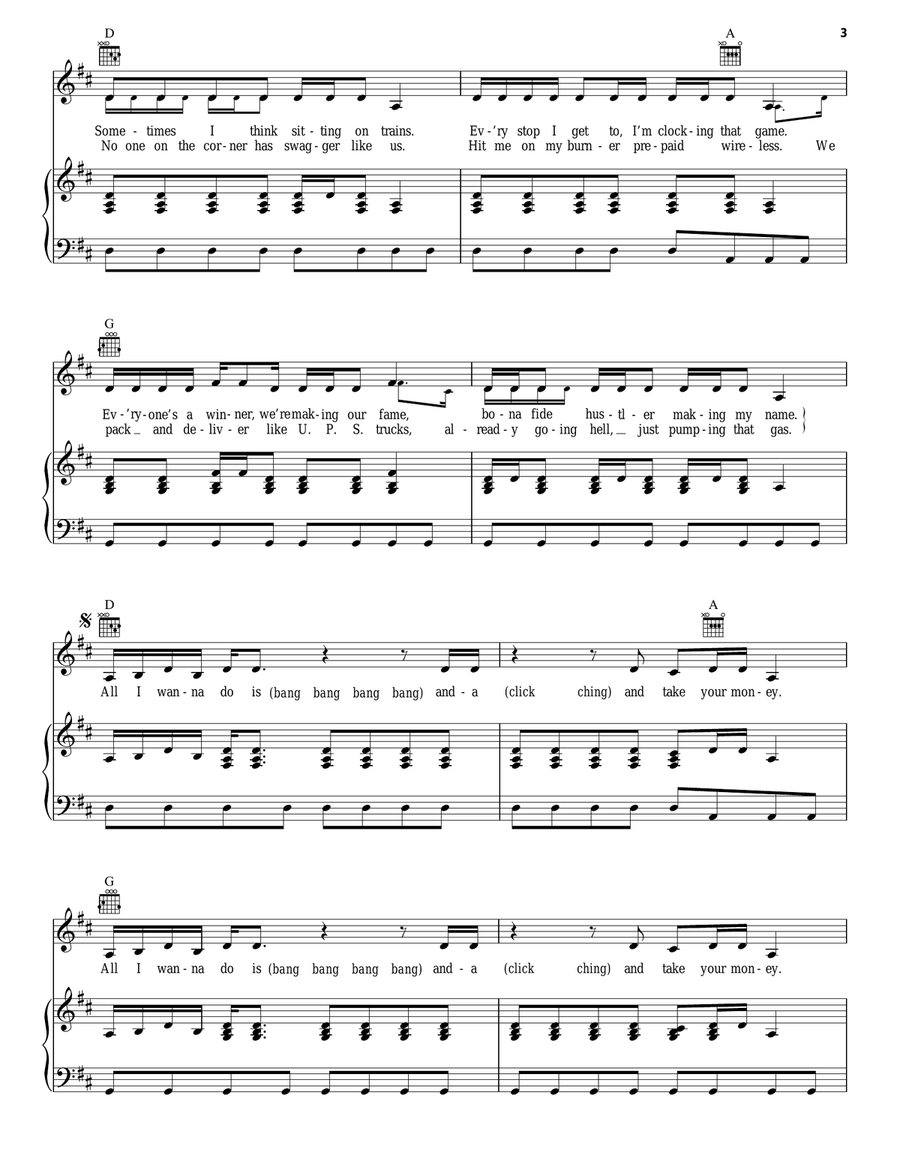 Paper Planes Paper Planes Piano, Vocal, Guitar scores gallery preview page 3