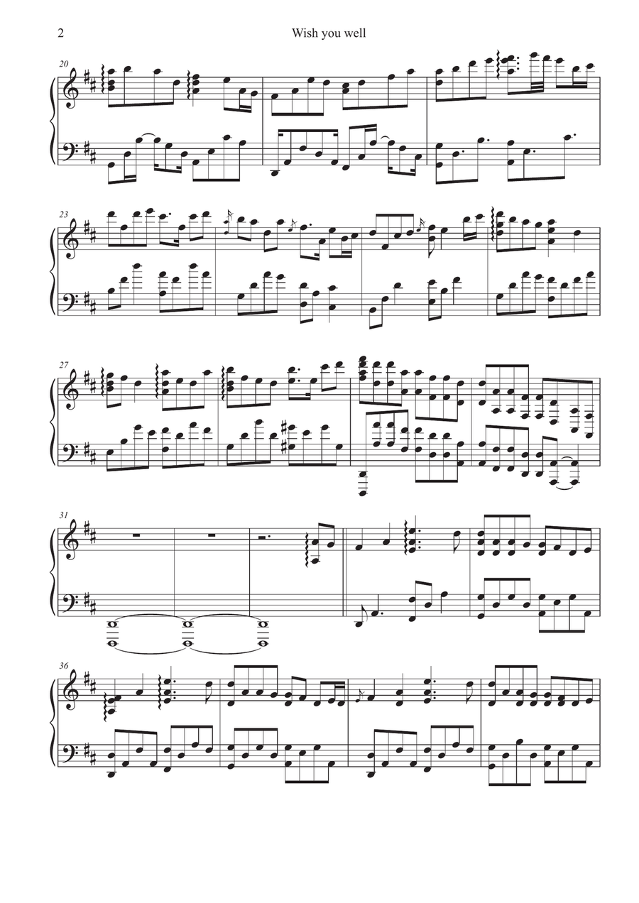Wish you well Wish you well Piano Solo scores gallery preview page 2