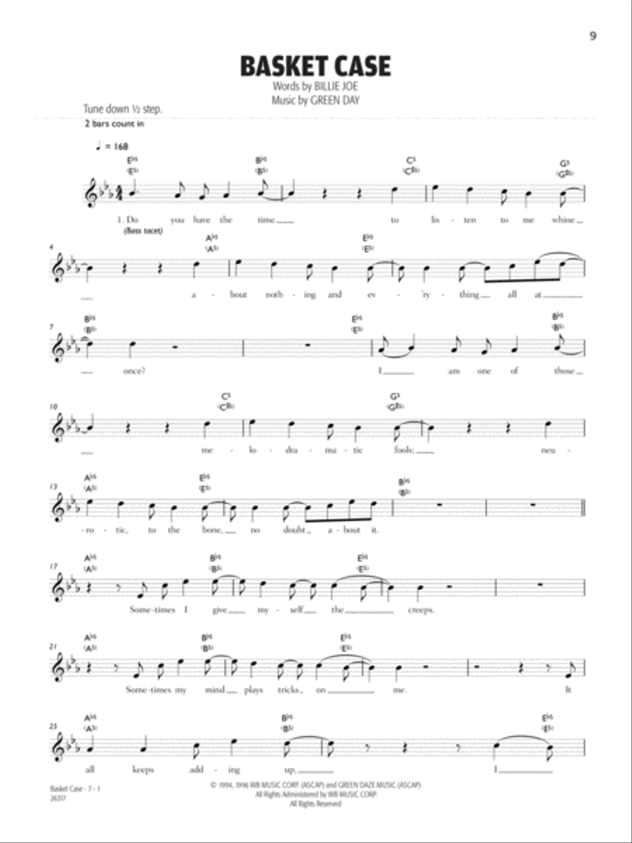 Basket Case Basket Case Bass Guitar Tablature scores gallery preview page 1