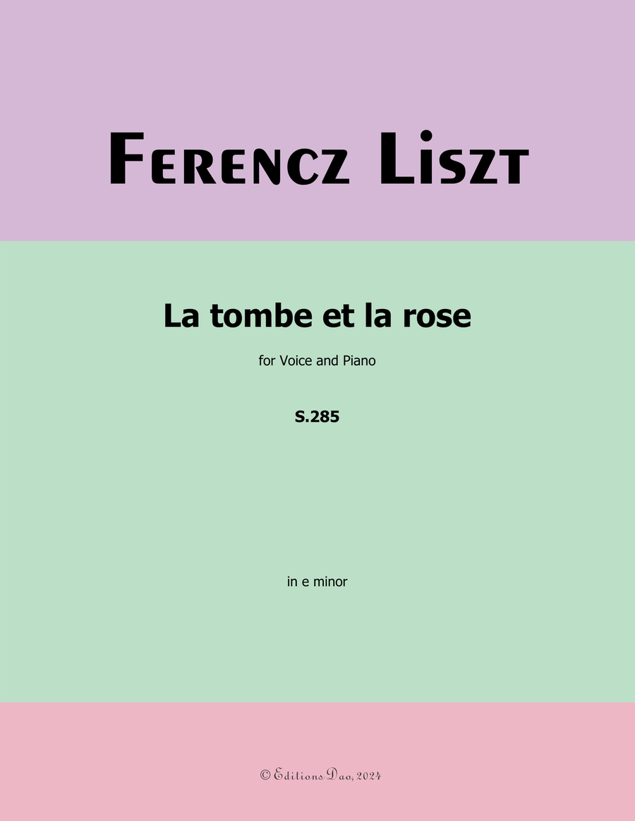 La tombe et la rose, by Liszt, S.285, in e minor Voice scores gallery preview page 1