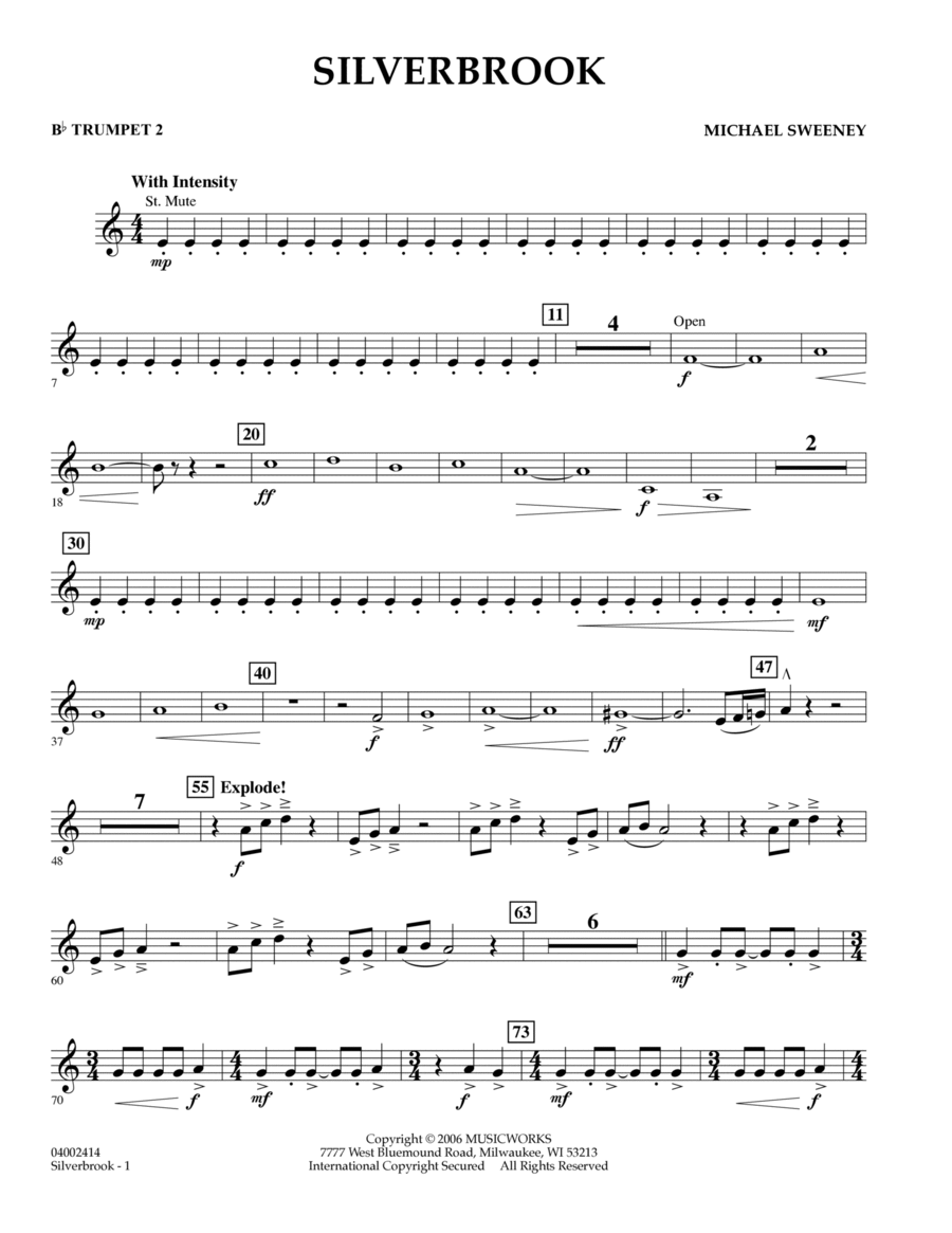 Silverbrook - Bb Trumpet 2 B-Flat Trumpet scores gallery preview page 1