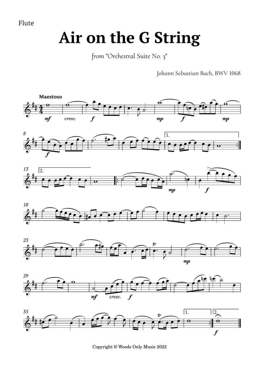 Air on the G String by Bach for Flute and Strings Small Ensemble scores gallery preview page 4