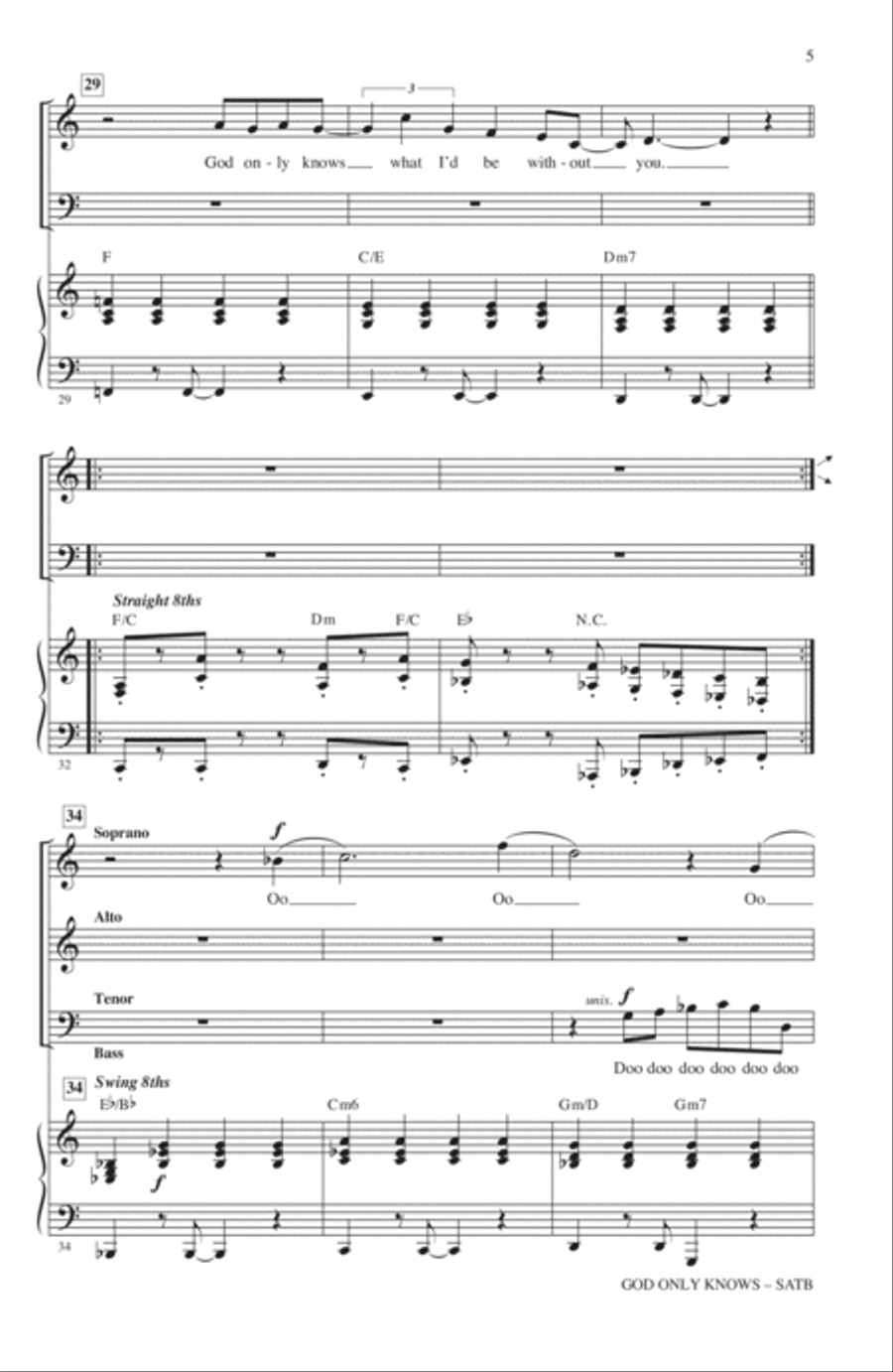 God Only Knows 4-Part scores gallery preview page 4