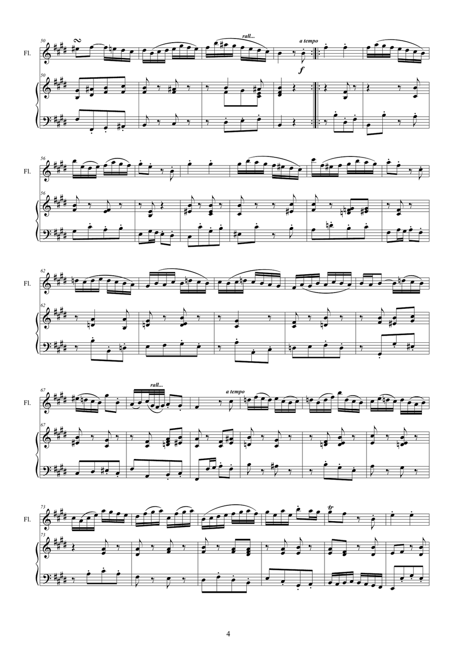 Bach - Flute Sonata in E major BWV 1035 for Flute and Harpsichord or Piano Flute scores gallery preview page 4